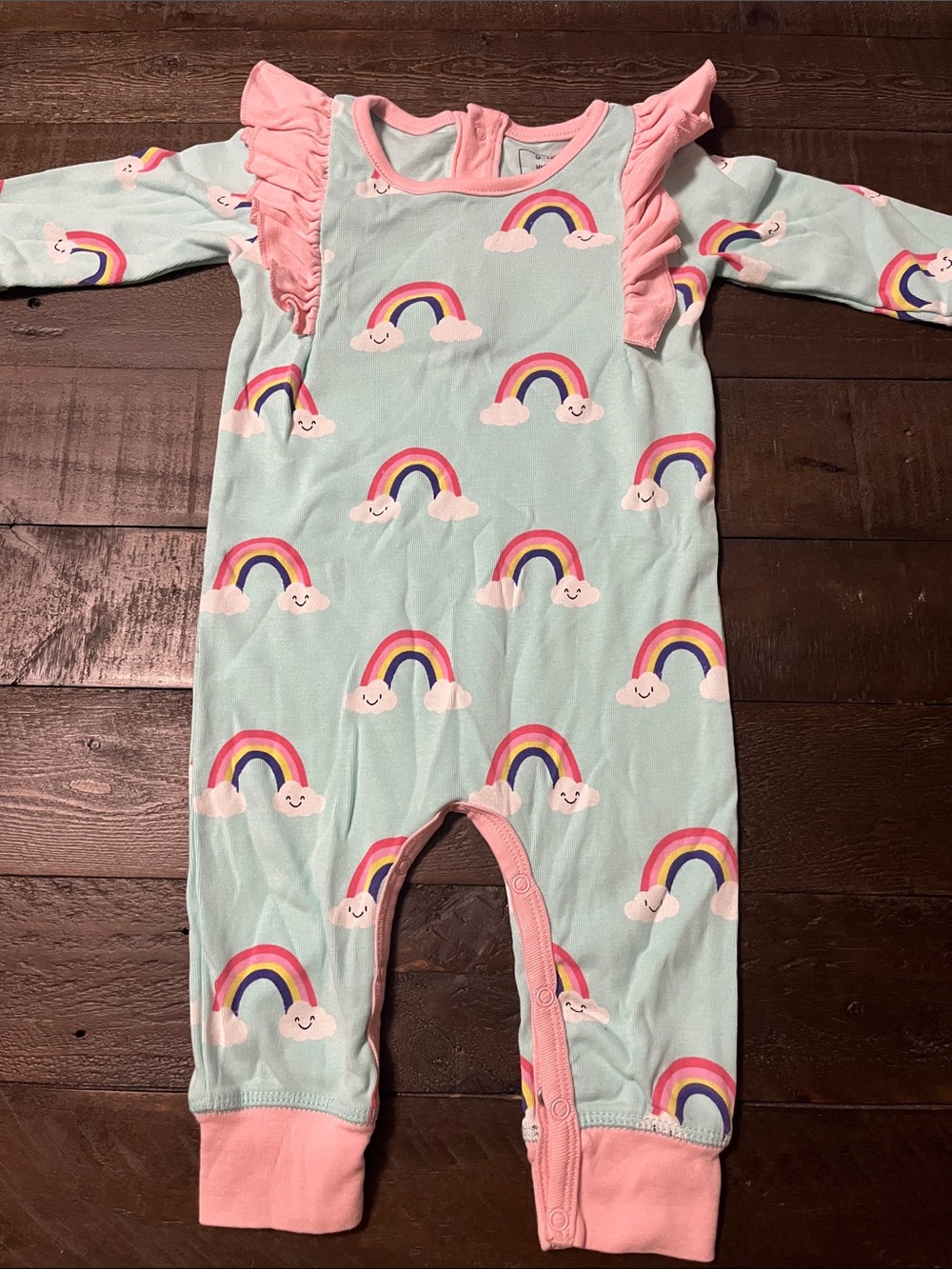 Paris Hilton Blue & Pink Rainbow Ruffle One-Piece